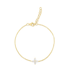 5 Diamond Flower Bracelet, 14k yellow gold - URBAETIS Fine Jewelry