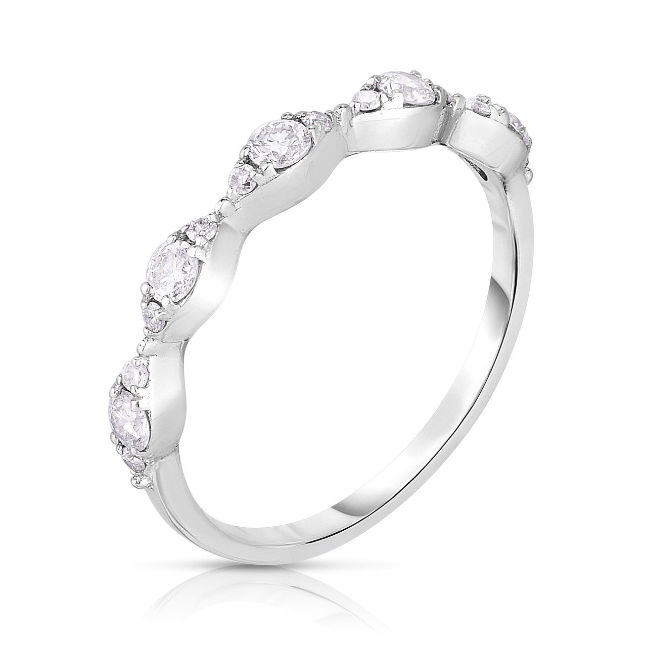 Illusion Marquise Diamond Stackable Eternity Ring in 14k white gold- URBAETIS Fine Jewelry