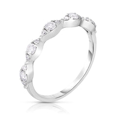 Illusion Marquise Diamond Stackable Eternity Ring in 14k white gold- URBAETIS Fine Jewelry