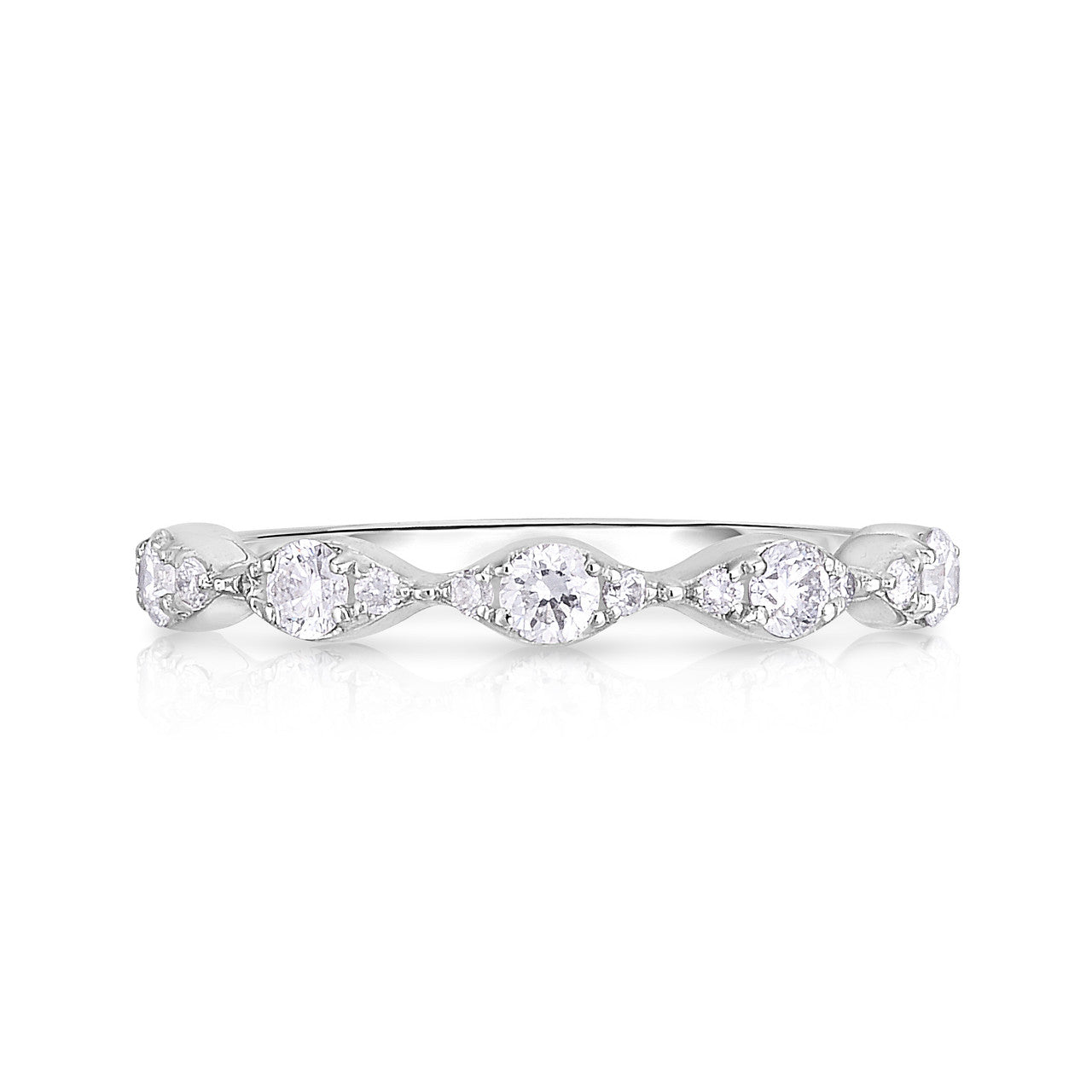 Illusion Marquise Diamond Stackable Ring in 14k white gold- URBAETIS Fine Jewelry