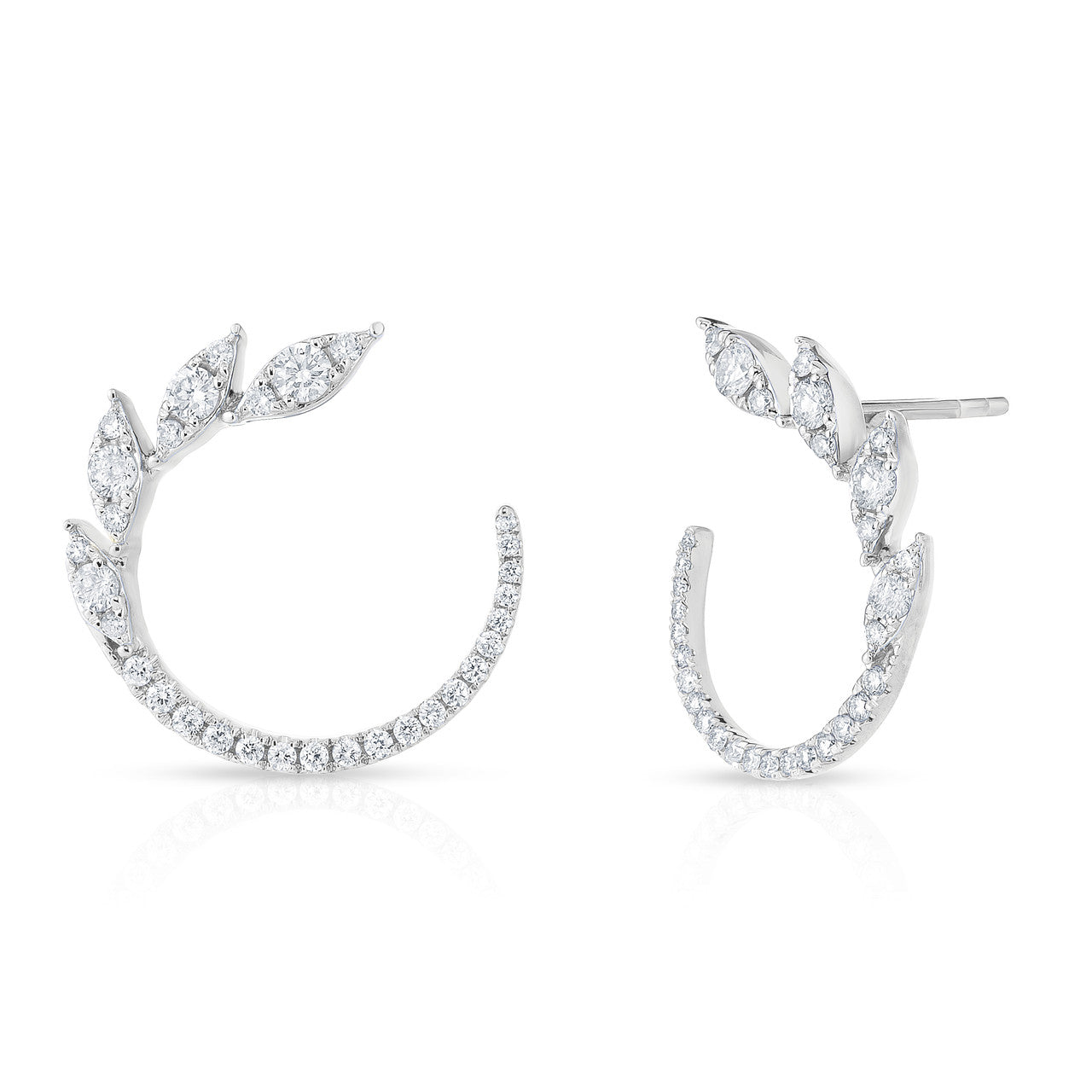 Illusion Marquise Diamond Garland Hoops, 14k white gold - Urbaetis Fine Jewelry