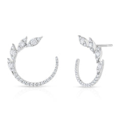 Illusion Marquise Diamond Garland Hoops, 14k white gold - Urbaetis Fine Jewelry