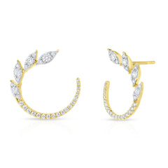 Illusion Marquise Diamond Garland Hoops, 14k yellow gold - Urbaetis Fine Jewelry