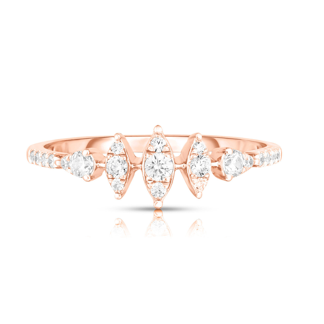 Vertical Illusion Marquise Diamond Ring, 14k Rose gold- URBAETIS Fine Jewelry