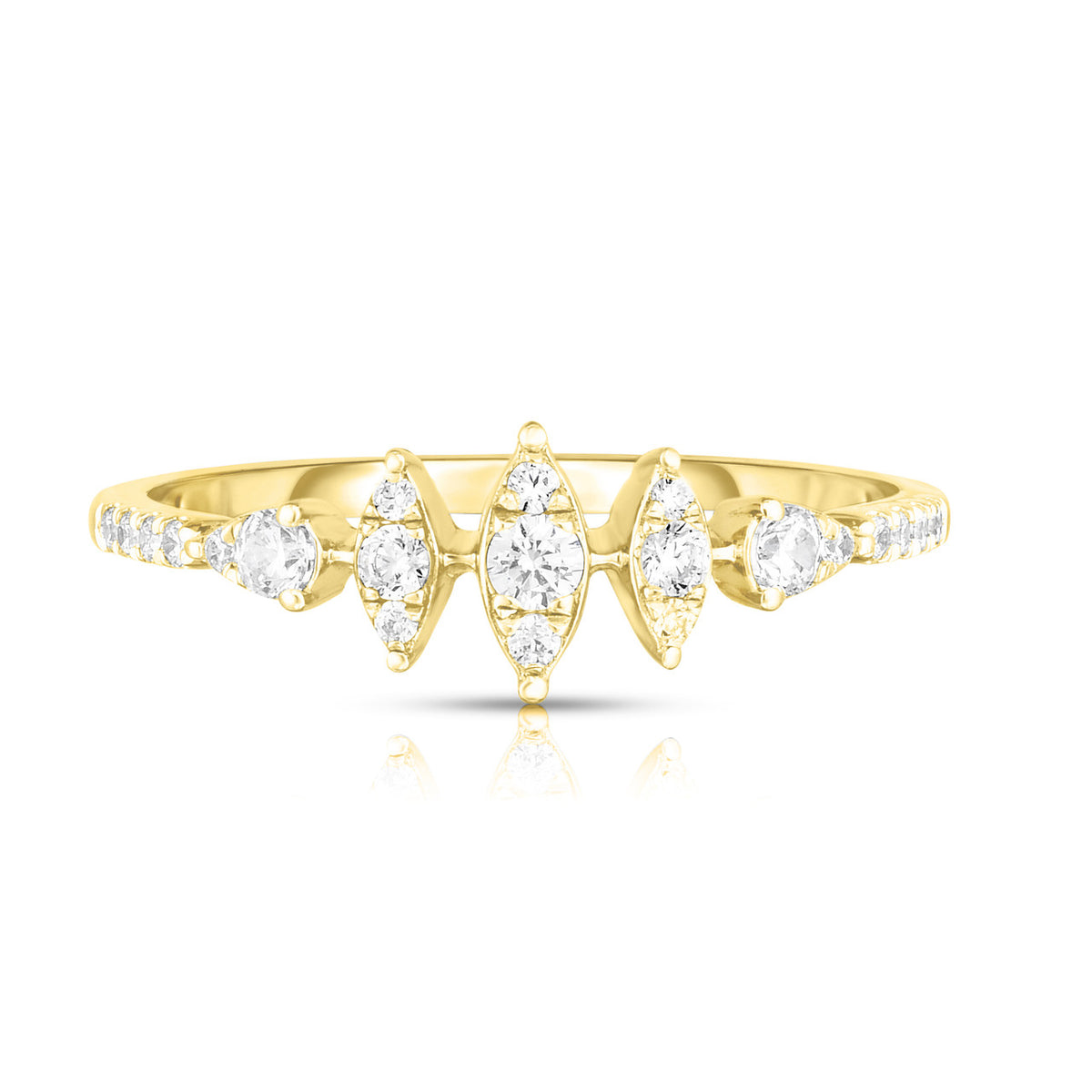 Vertical Illusion Marquise Diamond Ring, 14k yellow gold- URBAETIS Fine Jewelry
