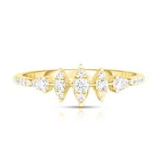 Vertical Illusion Marquise Diamond Ring, 14k yellow gold- URBAETIS Fine Jewelry