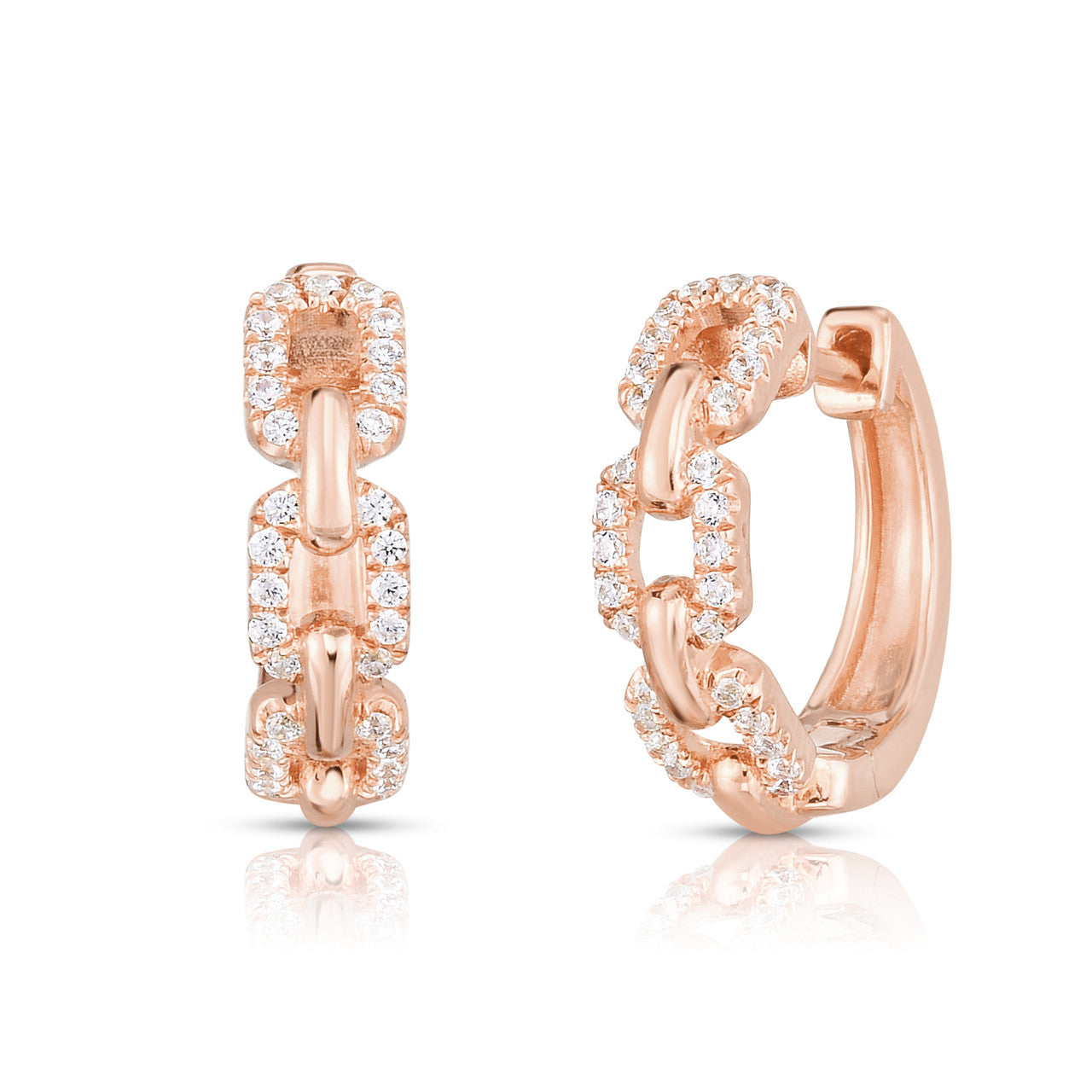 Diamond Chain Huggies, 14k rose gold - URBAETIS Fine Jewelry