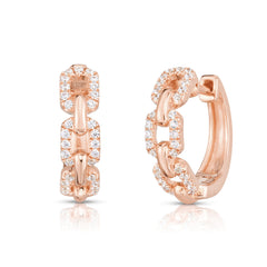 Diamond Chain Huggies, 14k rose gold - URBAETIS Fine Jewelry