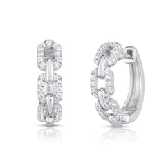 Diamond Chain Huggies, 14k white gold - URBAETIS Fine Jewelry