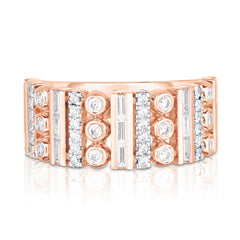 Mixed Setting Cigar Band, Pave, Bezel, and Channel Set Ring, 14k rose gold - URBAETIS Fine Jewelry