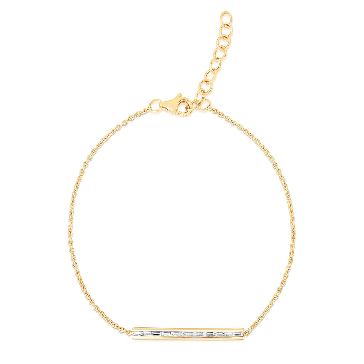 Channel Set Baguette Diamond Bracelet, 14k yellow gold - URBAETIS Fine Jewelry