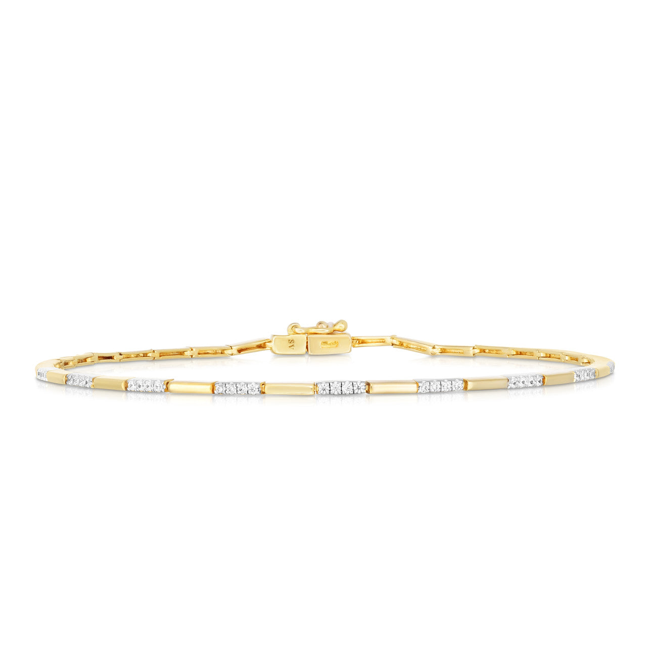 Diamond and Gold Bar Tennis Bracelet