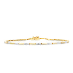 Diamond and Gold Bar Tennis Bracelet