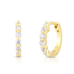 Graduated Diamond Single Prong Huggies, 14k yellow gold- URBAETIS Fine Jewelry