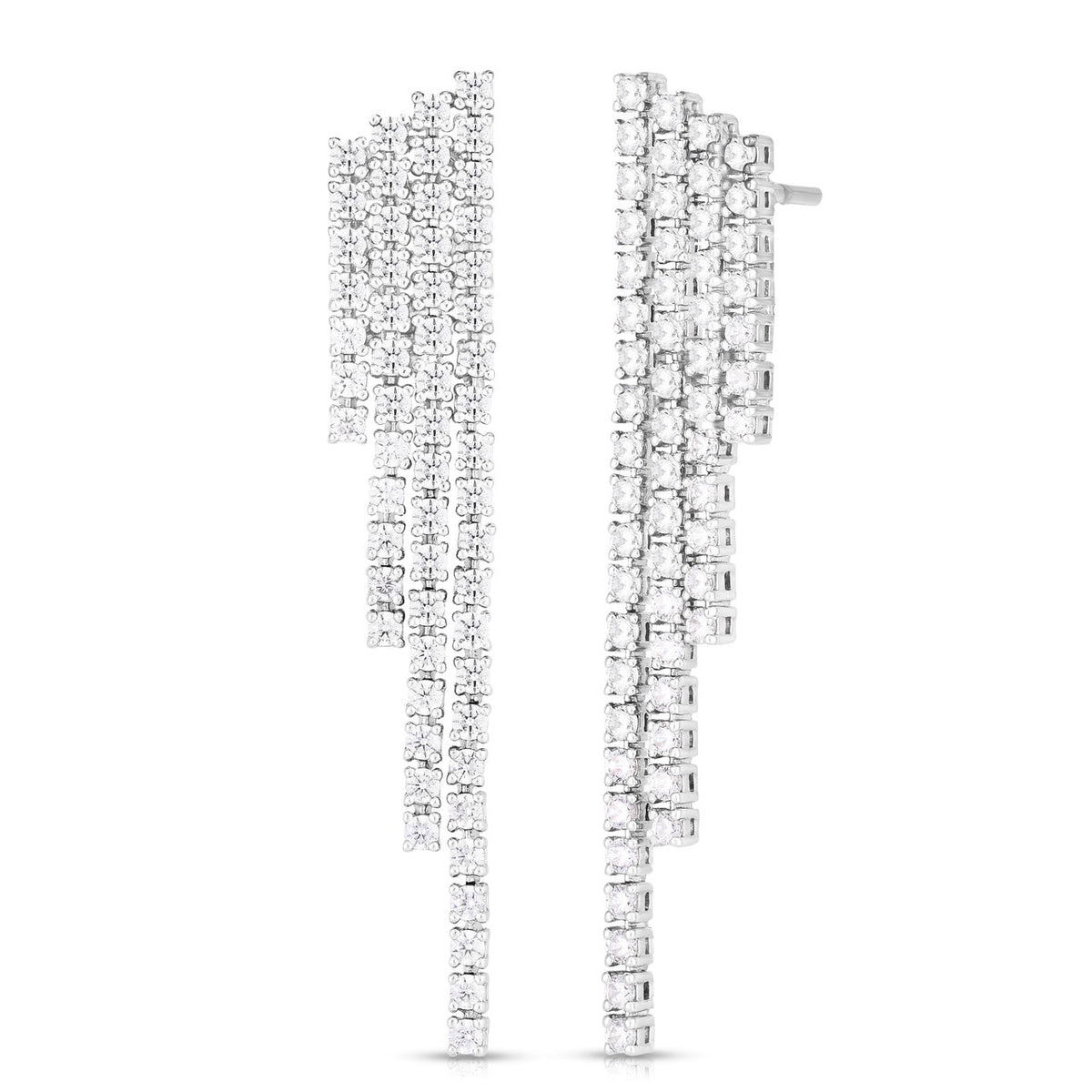 Diamond Waterfall Earrings, 14k white gold, 2.44 carats - URBAETIS Fine Jewelry