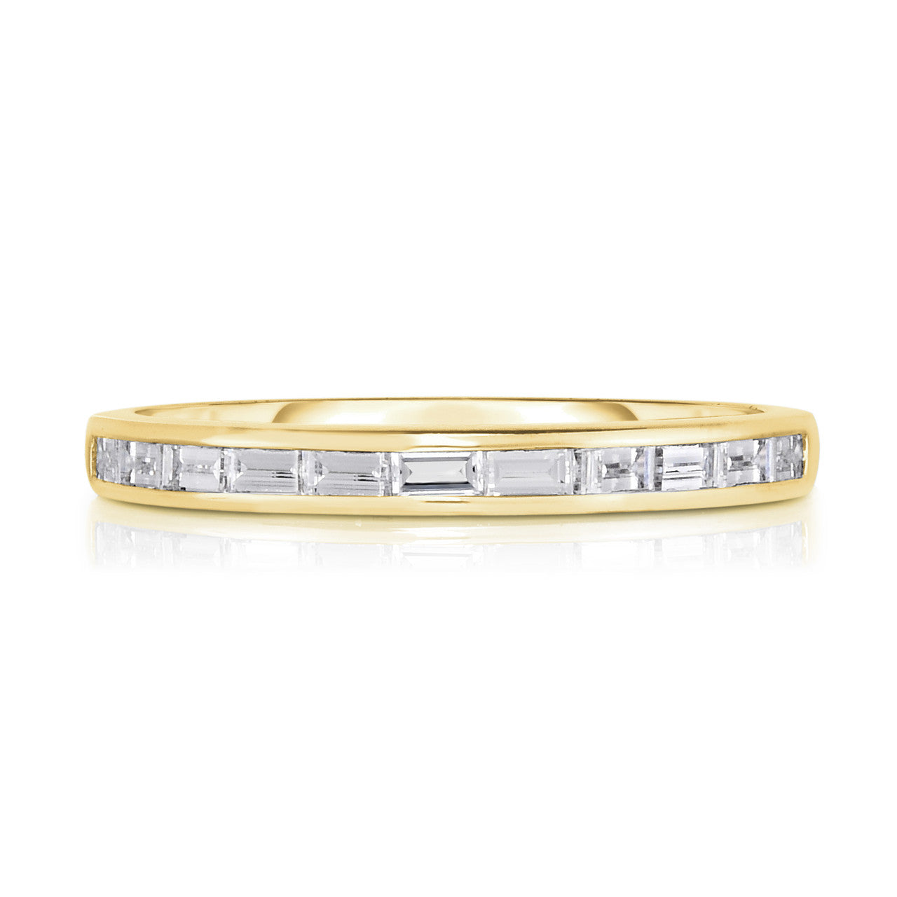 Channel Set Baguette Diamond Ring, 14k yellow gold - URBAETIS Fine Jewelry