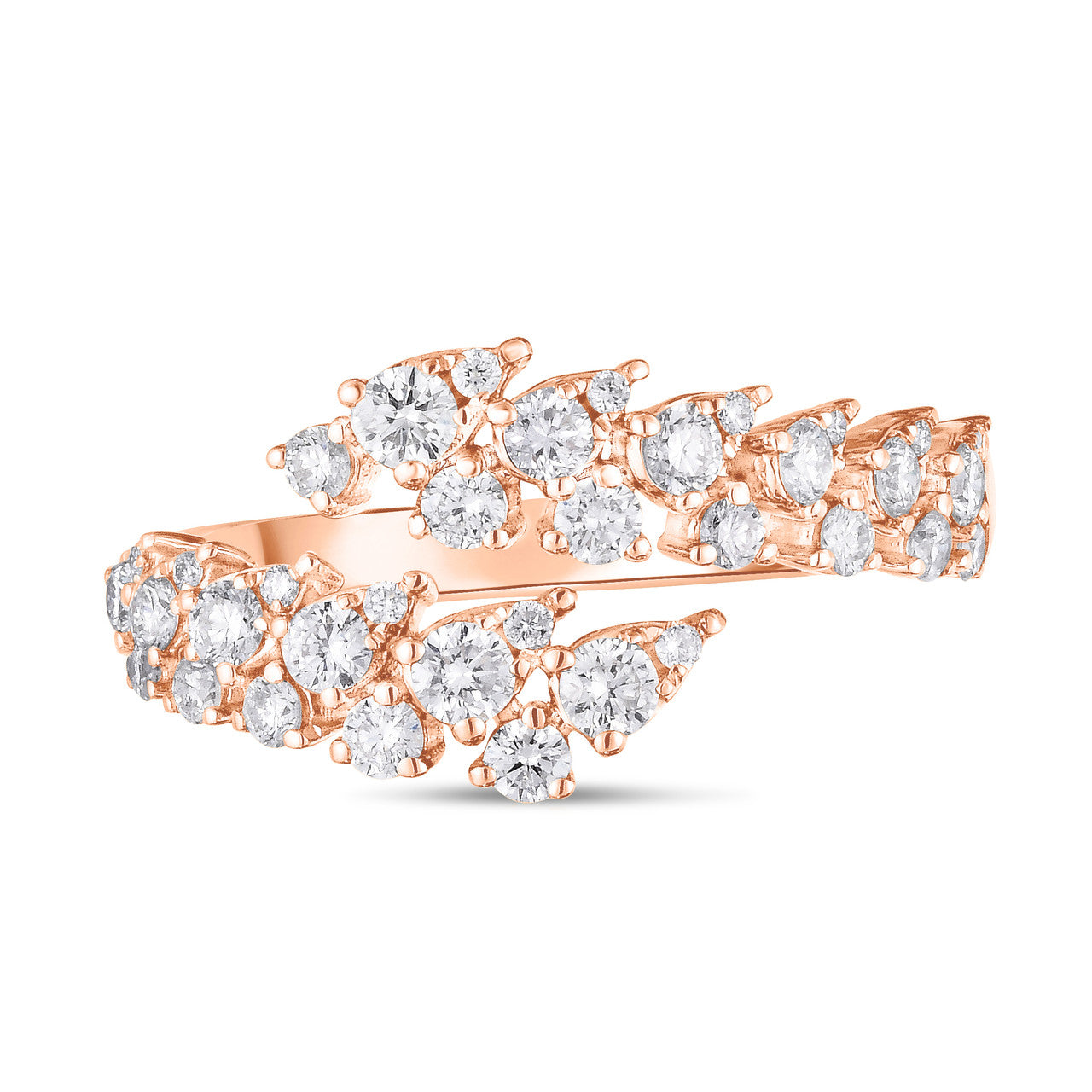 Pear And Round Diamond Bypass Ring, 14K Rose Gold- URBAETIS Fine Jewelry