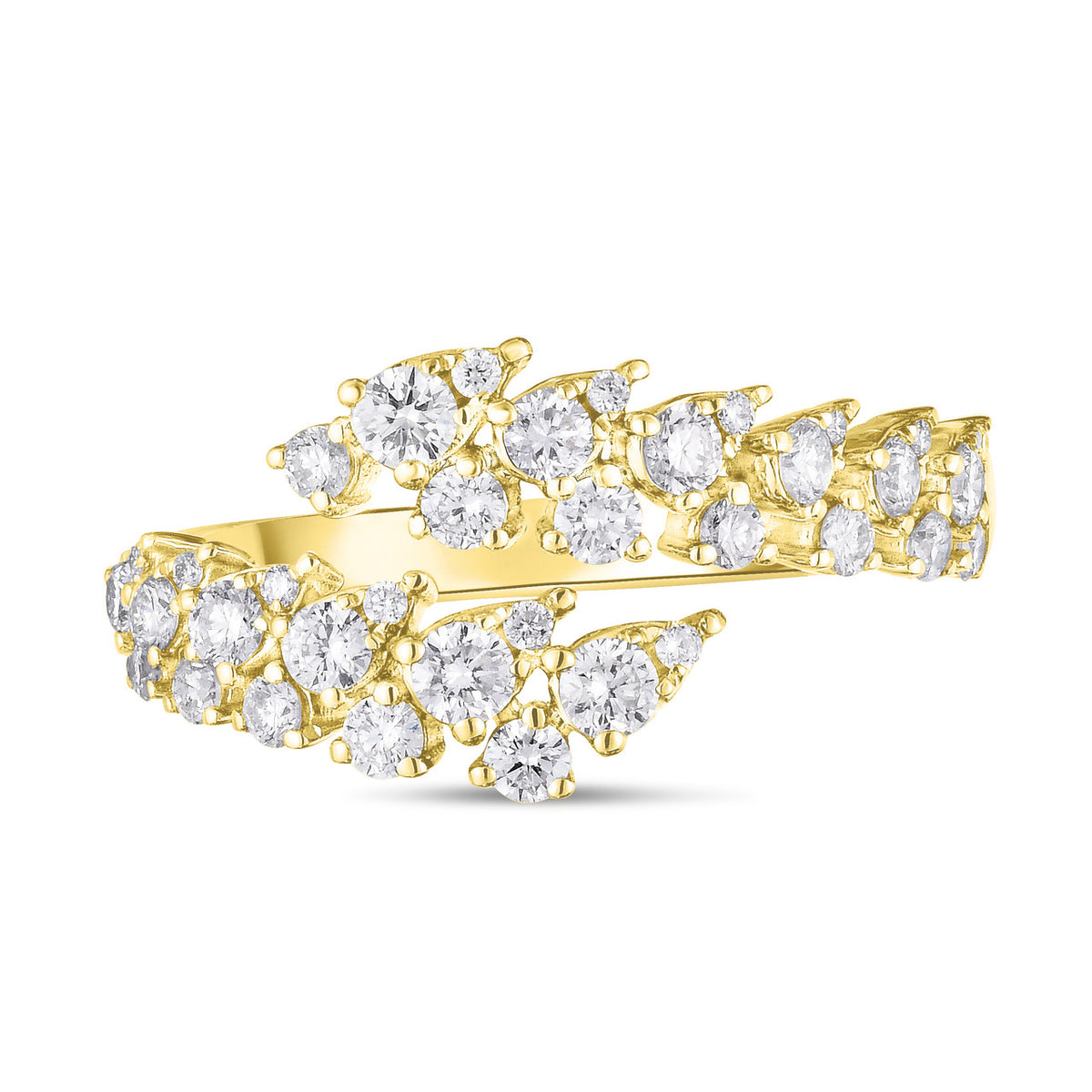 Pear and Round Diamond Bypass Ring, 14K Yellow Gold- URBAETIS fine Jewelry