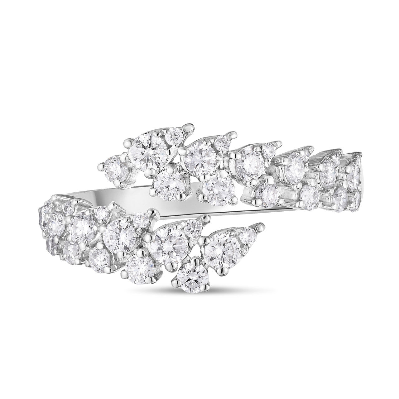 Pear and Round Diamond Bypass Ring, 14k white gold _ URBAETIS Fine Jewelry