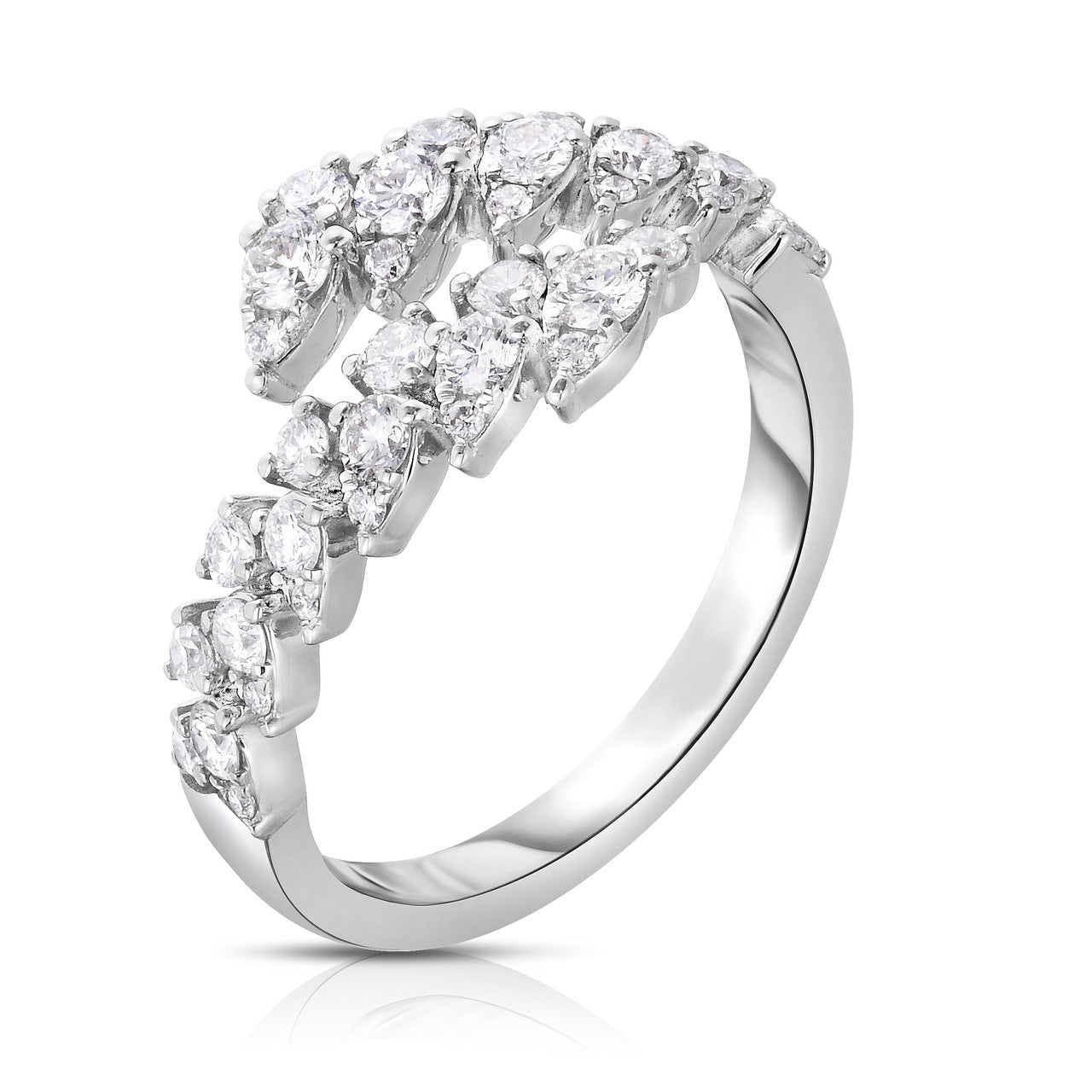 Pear and Round Diamond Bypass Ring, 14k white gold _ URBAETIS Fine Jewelry