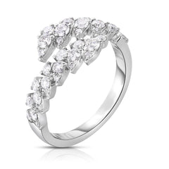 Pear and Round Diamond Bypass Ring, 14k white gold _ URBAETIS Fine Jewelry