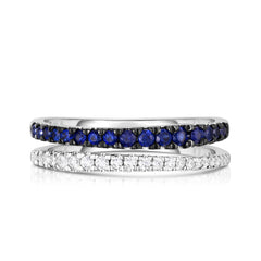 Diamond and Sapphire Double Wave Band, 14k white gold - URBAETIS Fine Jewelry