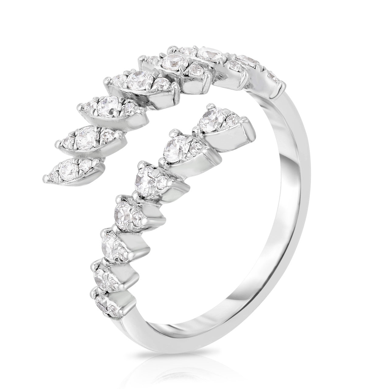 Marquise and Pear Diamond Illusion Wrap Ring, 14k white gold - URBAETIS Fine Jewelry