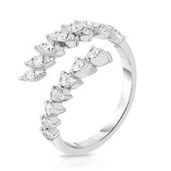 Marquise and Pear Diamond Illusion Wrap Ring, 14k white gold - URBAETIS Fine Jewelry