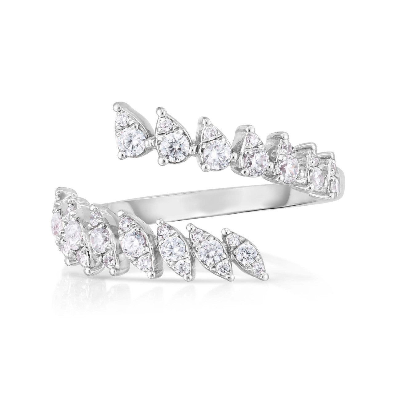 Marquise and Pear Diamond Illusion Wrap Ring, 14k white gold - URBAETIS Fine Jewelry