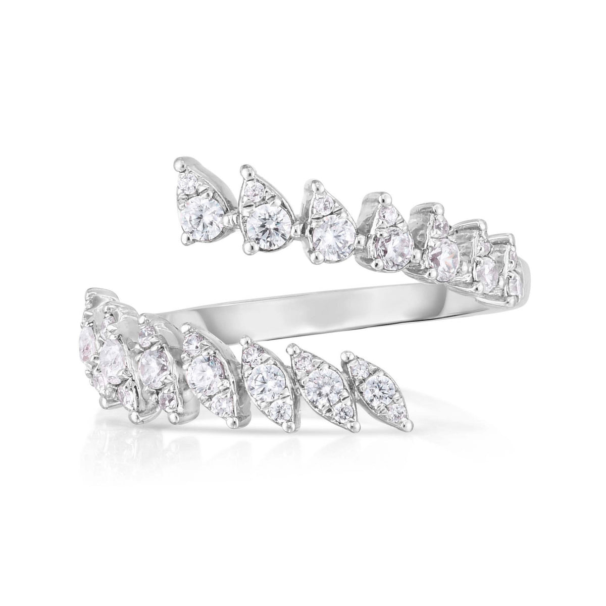 Marquise and Pear Diamond Illusion Wrap Ring, 14k white gold - URBAETIS Fine Jewelry