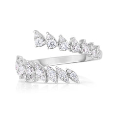 Marquise and Pear Diamond Illusion Wrap Ring, 14k white gold - URBAETIS Fine Jewelry