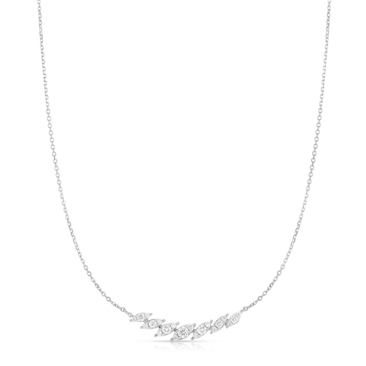 Domino Marquise Necklace, 14k white gold, 0.27 carats - URBAETIS Fine Jewelry