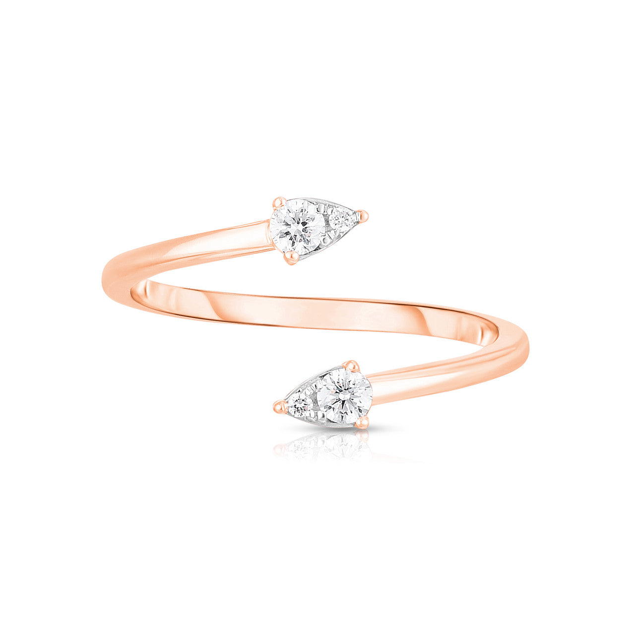 Open Bypass Diamond Pear Ring, 14K Rose Gold - URBAETIS Fine Jewelry