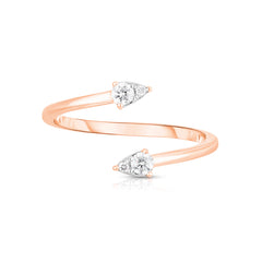 Open Bypass Diamond Pear Ring, 14K Rose Gold - URBAETIS Fine Jewelry