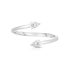 Open Bypass Diamond Pear Ring, 14K White Gold - URBAETIS Fine Jewelry