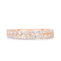 Half Half Stackable Diamond Ring, 14K Rose Gold- URBAETIS Fine Jewelry