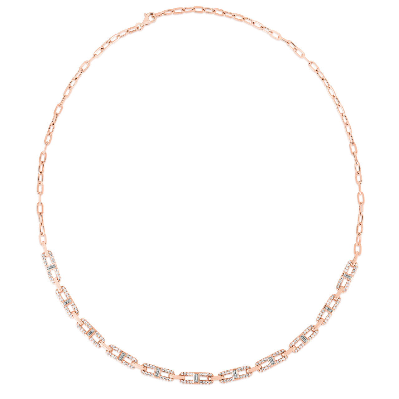 Baguette Link Necklace, 14k rose gold, 1.84 carats - URBAETIS Fine Jewelry