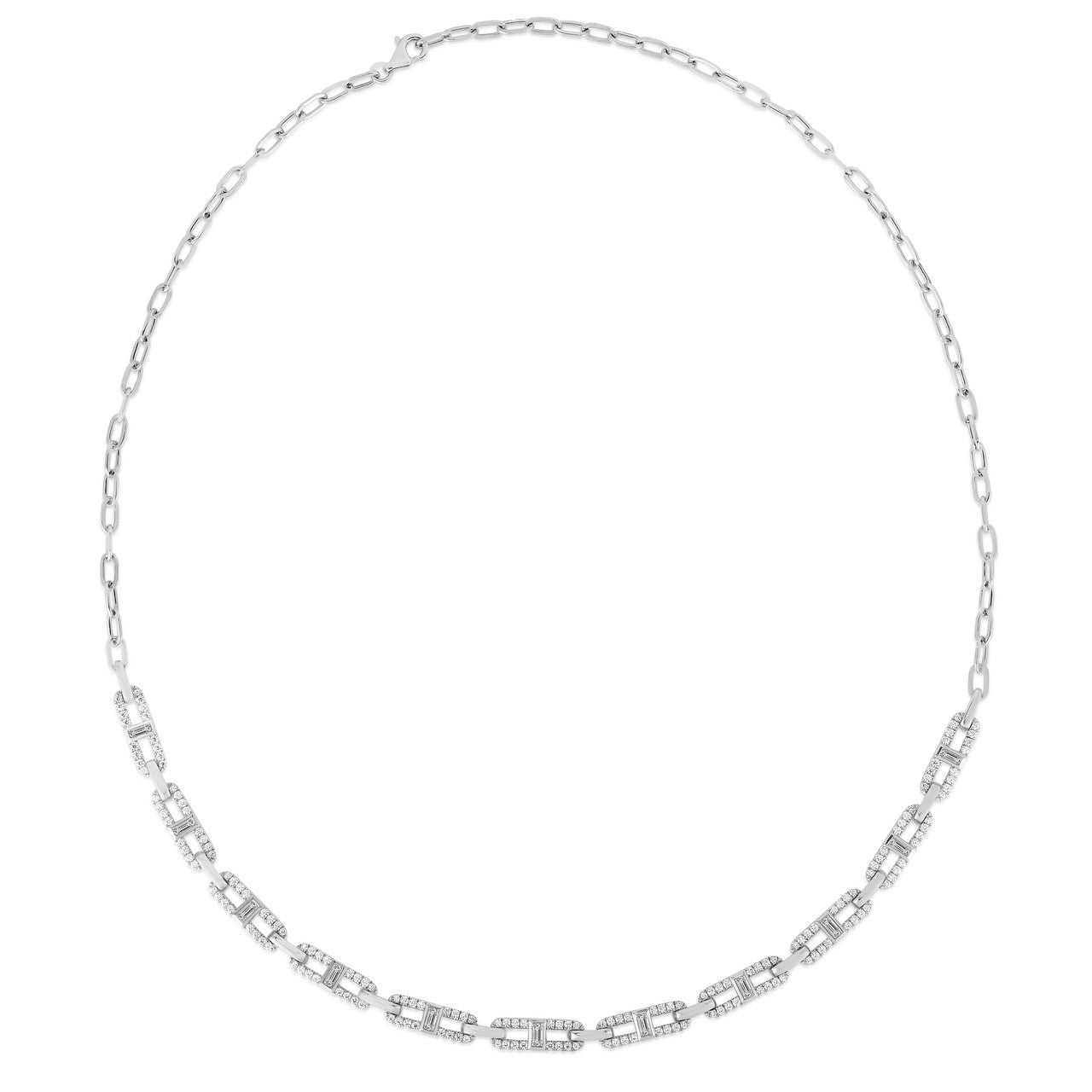 Baguette Link Necklace, 14k white gold, 1.84 carats - URBAETIS Fine Jewelry