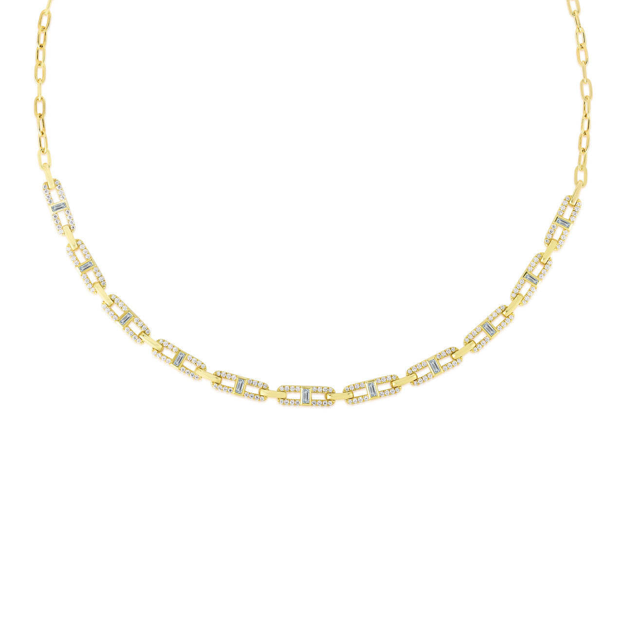 Baguette Link Necklace, 14k yellow gold, 1.84 carats - URBAETIS Fine Jewelry