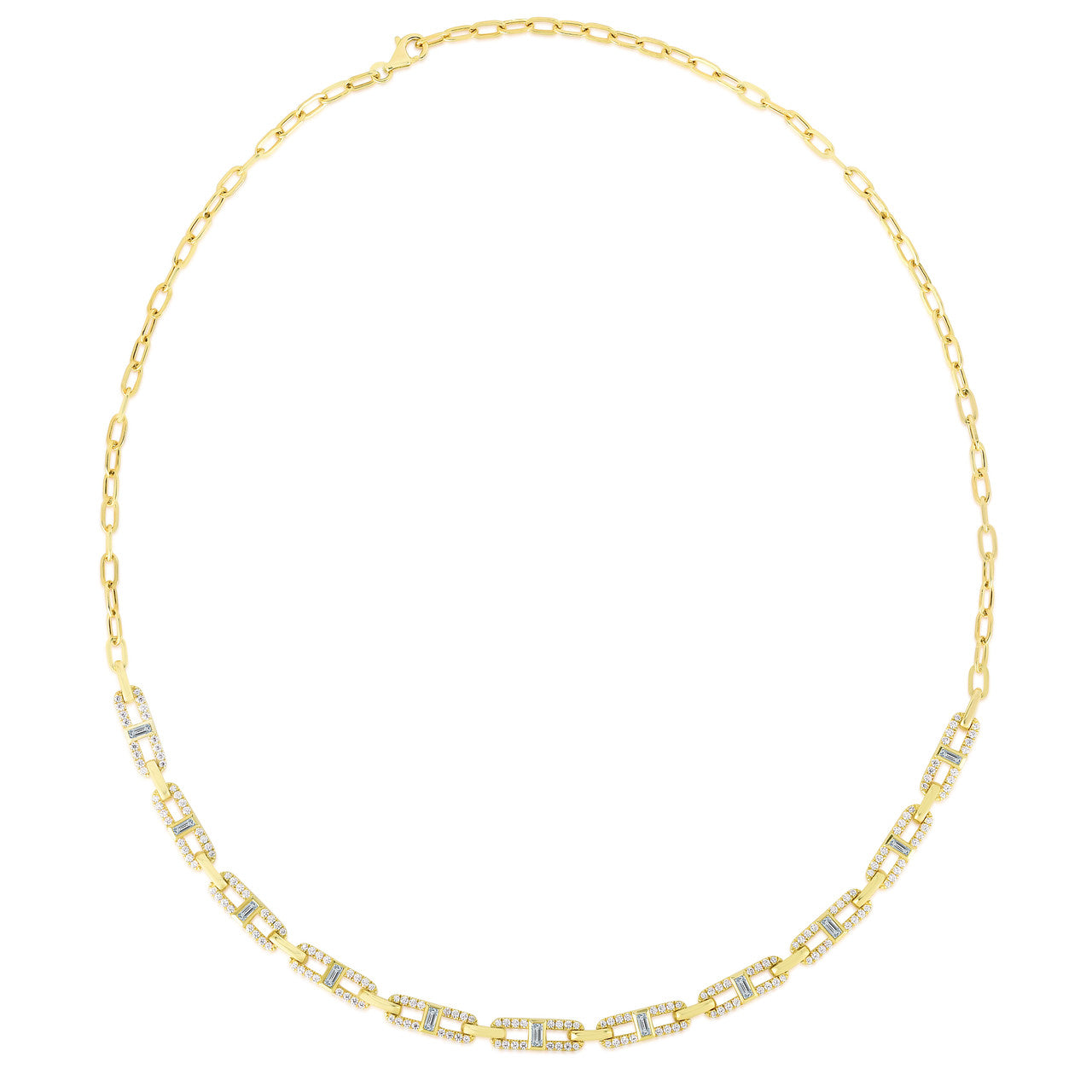 Baguette Link Choker, 14k yellow gold, 1.84 carats - URBAETIS Fine Jewelry