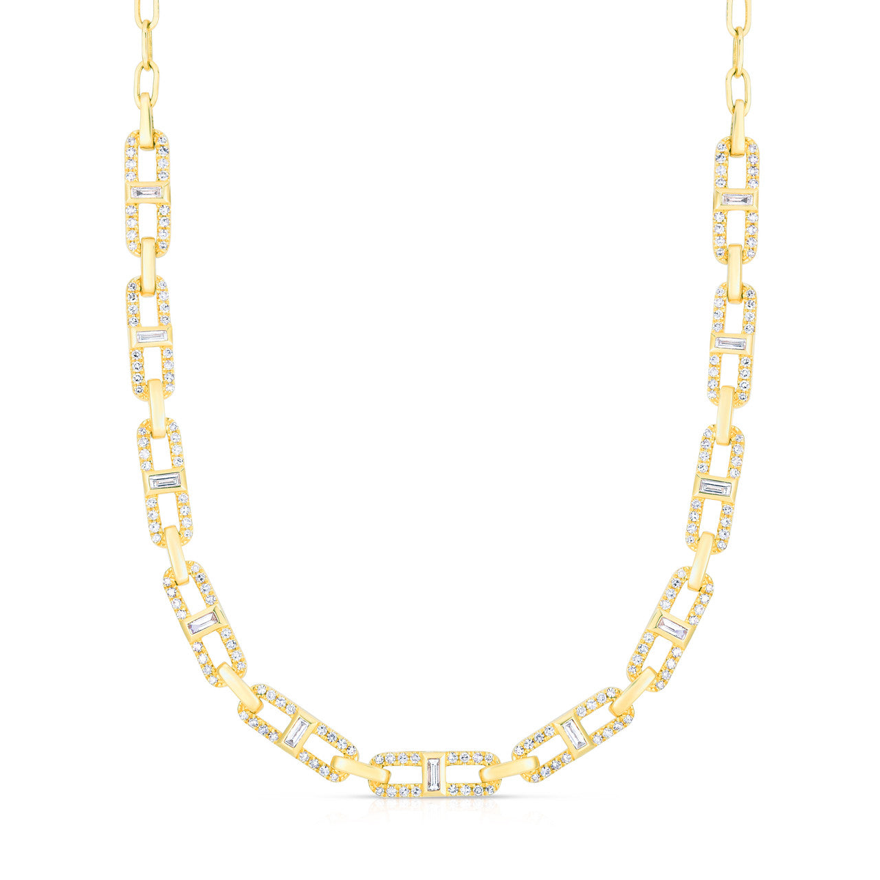 Baguette Long Link Necklace, 14k yellow gold, 1.84 carats - URBAETIS Fine Jewelry