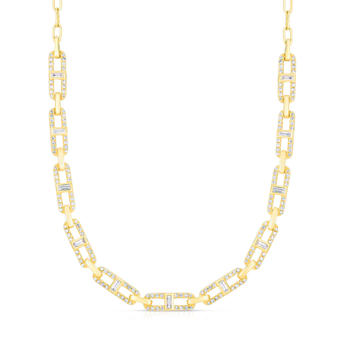 Baguette Long Link Necklace, 14k yellow gold, 1.84 carats - URBAETIS Fine Jewelry