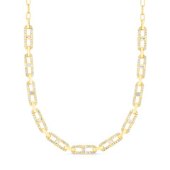 Baguette Long Link Necklace, 14k yellow gold, 1.84 carats - URBAETIS Fine Jewelry