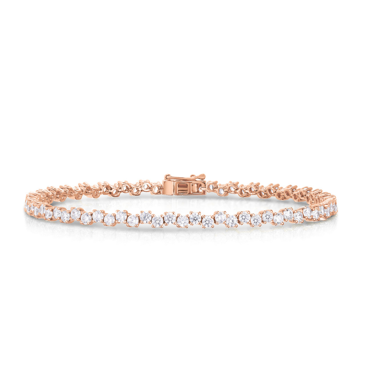 Offset 3 carat tennis bracelet, 14k rose gold - URBAETIS Fine Jewelry