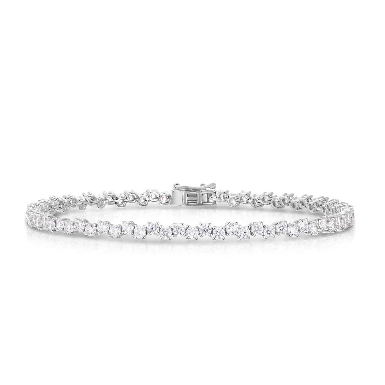 Offset 3 carat tennis bracelet, 14k white gold - URBAETIS Fine Jewelry