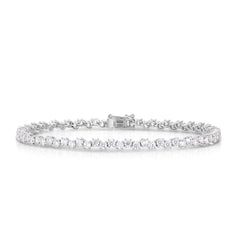 Offset 3 carat tennis bracelet, 14k white gold - URBAETIS Fine Jewelry