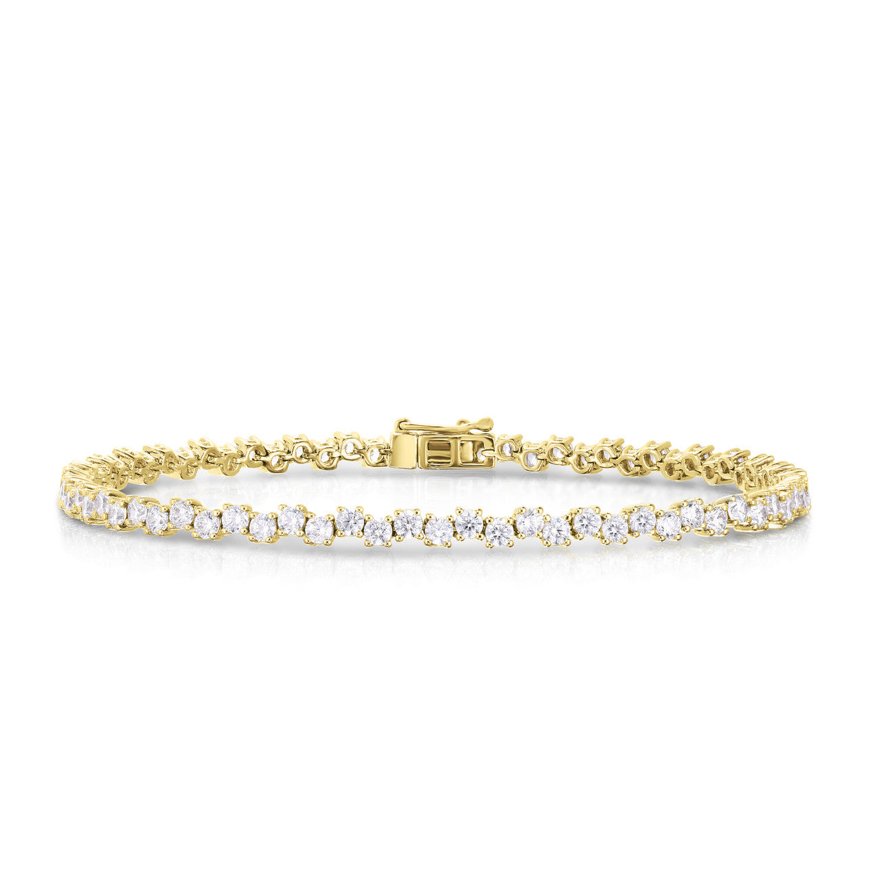 Offset 3 carat tennis bracelet, 14k yellow gold - URBAETIS Fine Jewelry