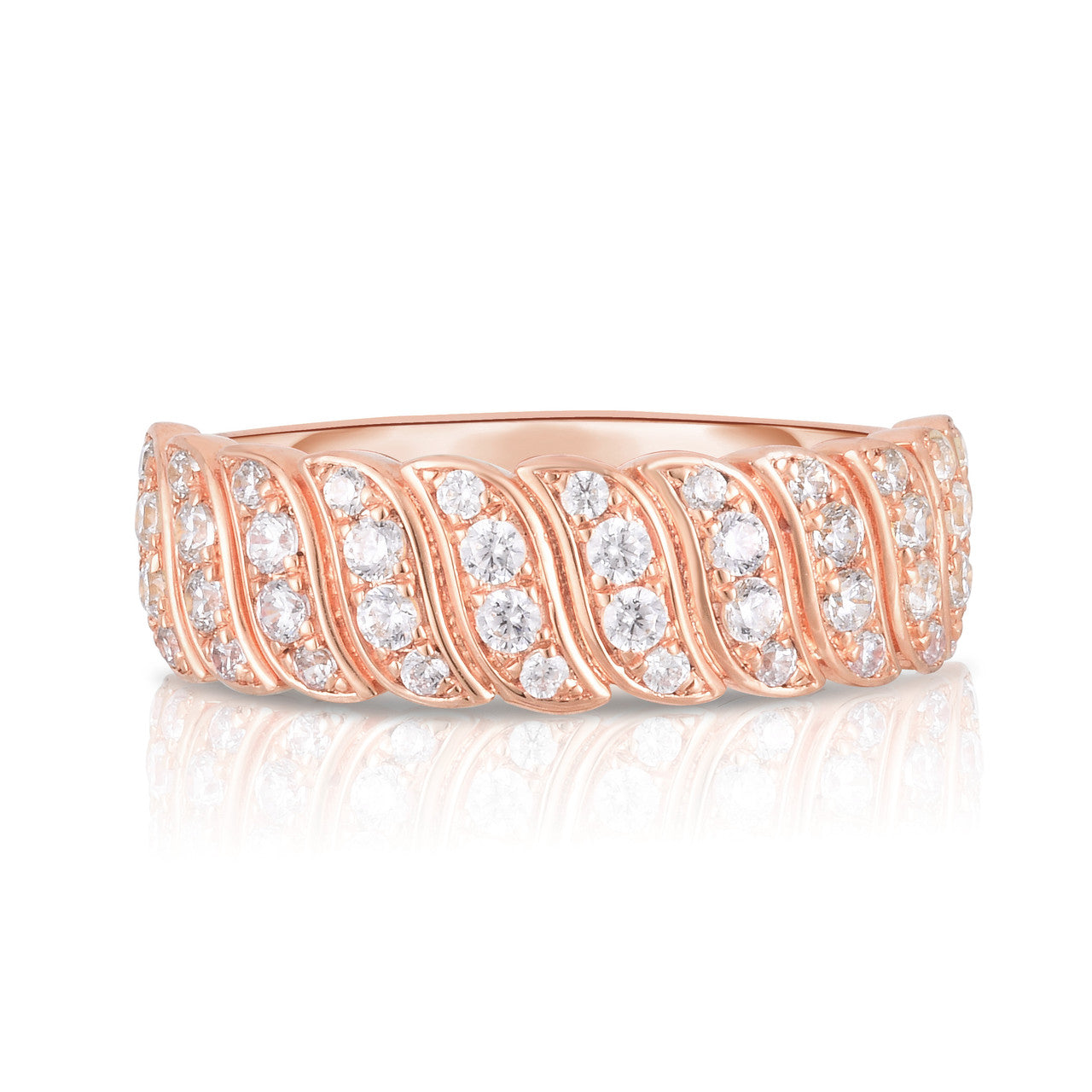Diamond Snake Chain Ring, 14k rose gold, 0.62 carats - URBAETIS Fine Jewelry