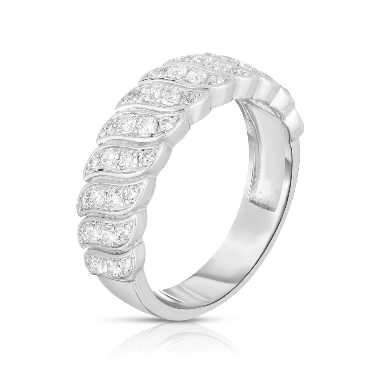 Diamond Snake Chain Ring, 14k white gold, 0.62 carats - URBAETIS Fine Jewelry