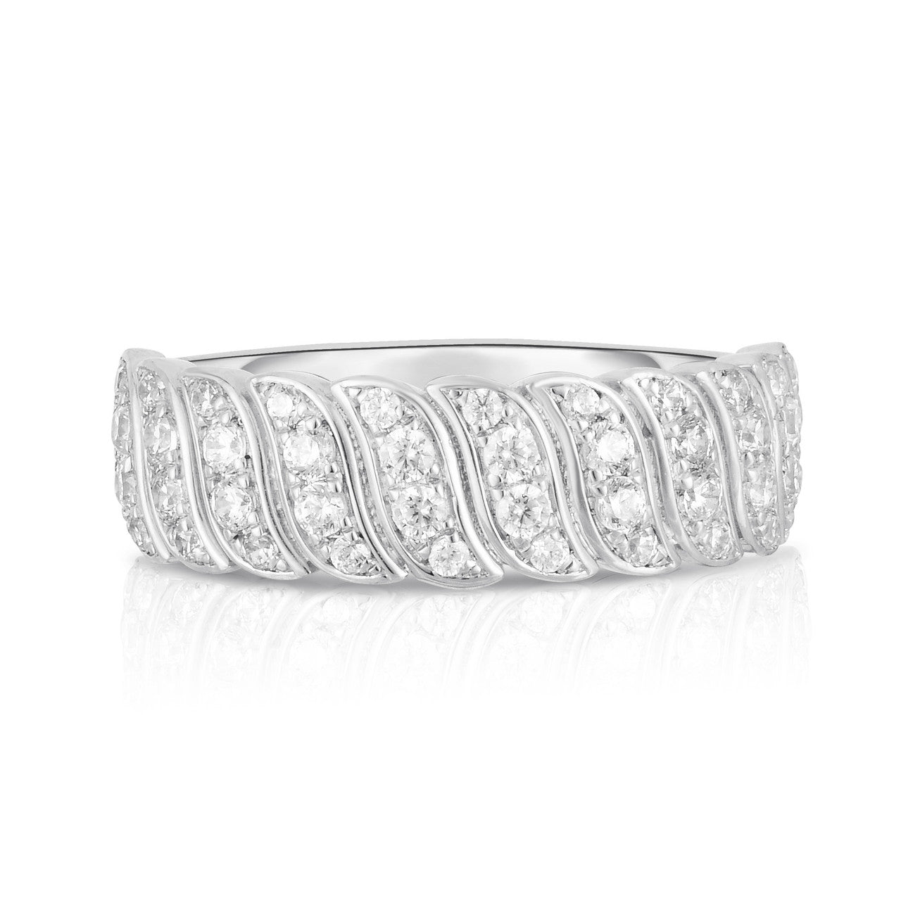 Diamond Snake Chain Ring, 14k white gold, 0.62 carats - URBAETIS Fine Jewelry